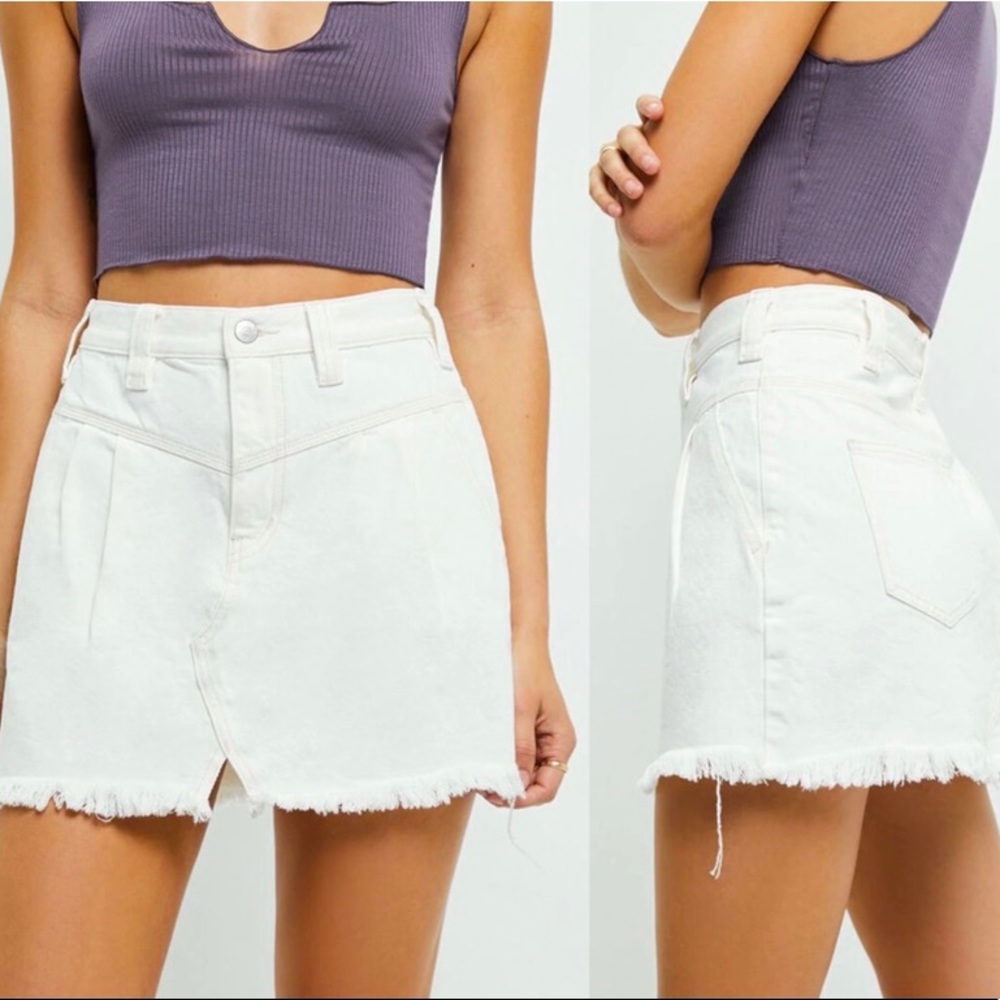 We The Free People White Sidecar Mini Skirt Sz 25
